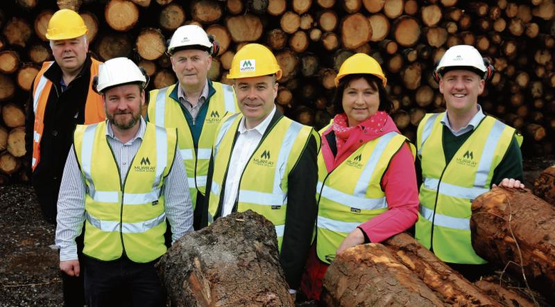 Deputy Michael Fitzmaurice, John Murray, Paddy Murray, Deputy Denis Naughten, Deputy Anne Rabbitte and Patrick Murray, during a recent visit to the Murray Timber Plant in Ballygar. Photos: Hany Marzouk.
