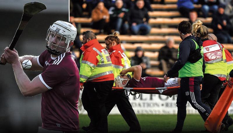 Galway star Joe Canning is stretchered off the field at Nowlan Park last Sunday after sustaining a groin injury against Waterford in the National League semi-final.