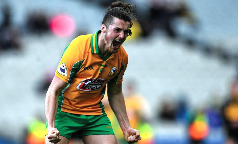 Corofin defender Kieran Molloy shows his delight after the All-Ireland Club football champions retained the Andy Merrigan Cup by overcoming Dr Crokes of Kerry at Croke Park on Sunday.