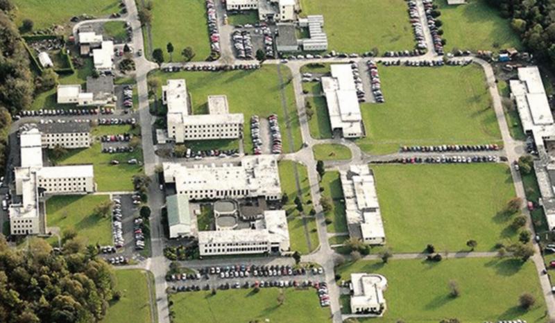 An aerial view of the Merlin Park hospital campus.