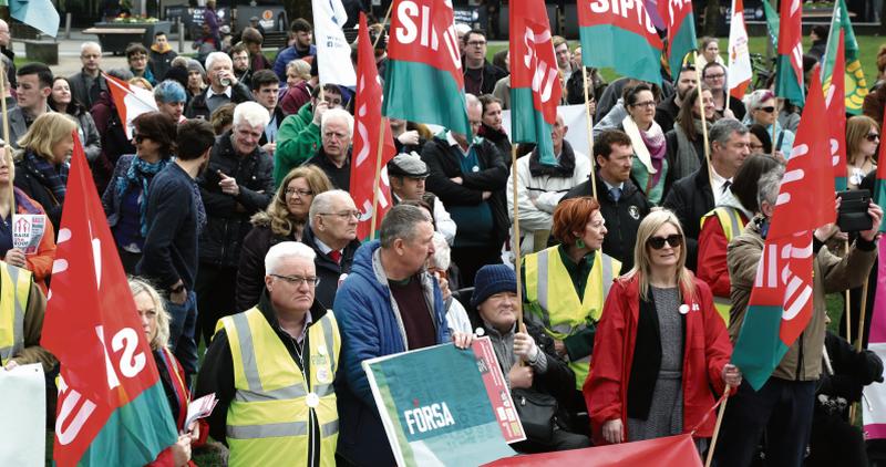 Protestors at the Raise the Roof rally in Eyre Square on Monday calling on the Government to declare a housing and homelessness emergency. PHOTO: JOE O'SHAUGHNESSY.