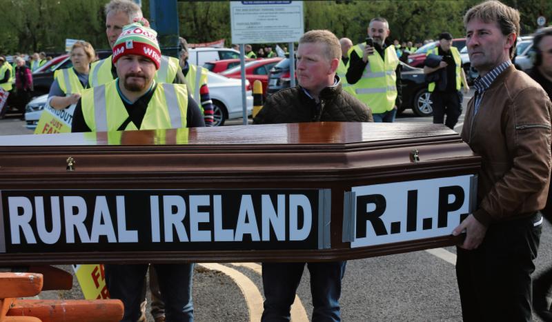 Carrying the coffin for rural Ireland at the Beef Plan demonstration. Photo: Gerry Stronge.