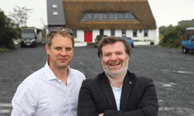 Darach Ó Tuairisg, founder and CEO, and Philip Doherty, artistic director of Irish language theatre company, Fíbín, at their new office space at Tulach, Baile na hAbhann.