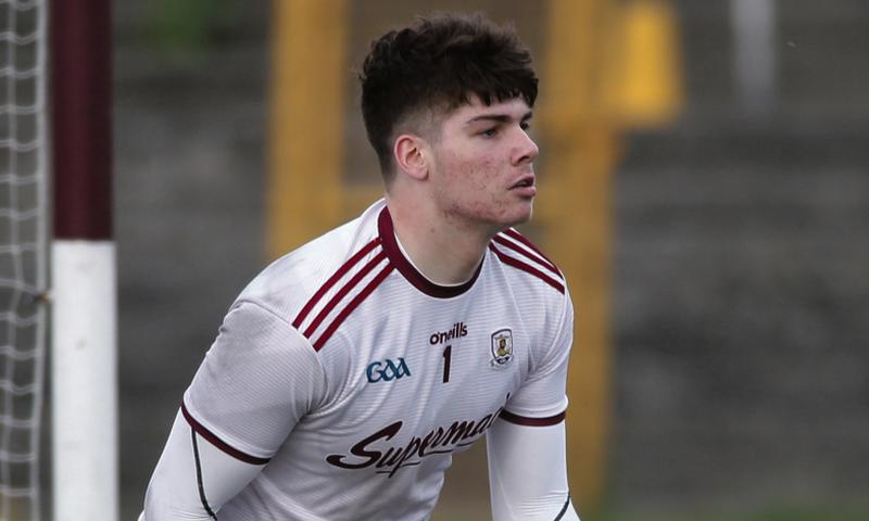 Galway goalkeeper Donie Halleran who will be hoping to keep the Mayo attack at bay in Friday evening's Conncht minor football final at Tuam Stadium.