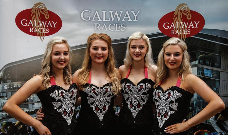 The Galway Girls Dance Troop at the launch of the Galway Summer Racing Festival in cafe en Seine on Monday. From left: Aoife Lyons, Leona Donoghue, Lynne McNally and Elaine Moylan. Photo: Ryan Byrne/Inpho.