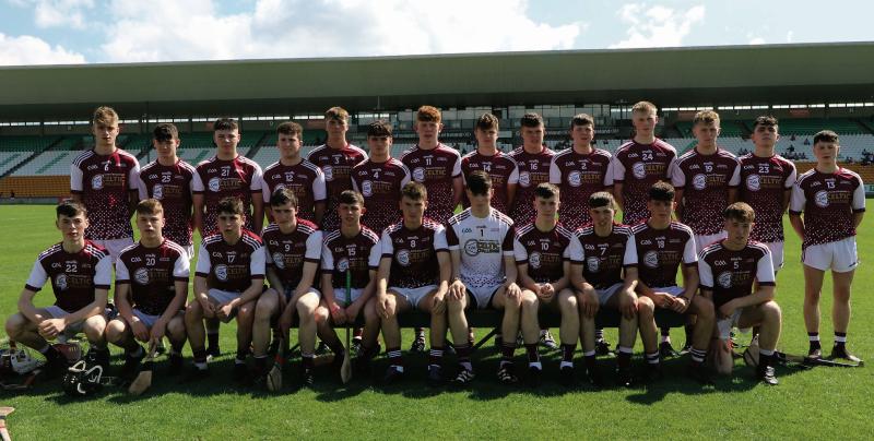 The Galway Maroon U17 hurling team which defeated North Cork in the Celtic All Ireland Division One final in Tullamore. Back row, left to right: Tiernan Killeen, Loughrea, Daithi Keane, Michael Cusacks. Shaun Killilea, Carnmore, Caelan Hardiman, Kilnadeema/Leitrim, Phelim McCann, Clarinbridge, Cian O’Shaughnessy, Turloughmore, Michael Walsh, Ardrahan, Niall Glynn, Ahascragh/ Fohenagh, Keith Burke, Kilconieron, Cian Mulrooney, Liam Mellows, Conor Burke, Kinvara, Evan Farrell, Turloughmore, Diarmuid Fahy, Padraig Pearses, Jake Nee, Kilnadeema/Leitrim. Front row: Niall Martin, Kilconieron, Robbie Green, Ahascragh/Fohenagh, Thaigh Heavey, Kinvara, Eoin Finnerty, Liam Mellows, Colun Molloy, Kilnadeema/Leitrim, Aaron Dolan, Craughwell, Ben Murphy, Mountbellew/Moylough, Conor Slattery, Tommy Larkins, Alex Burns, Loughrea, David Lee, Clarinbridge, Cathal Keane, Rahoon/Newcastle.