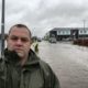 Councillor Noel THomas at the flooding in Moycullen